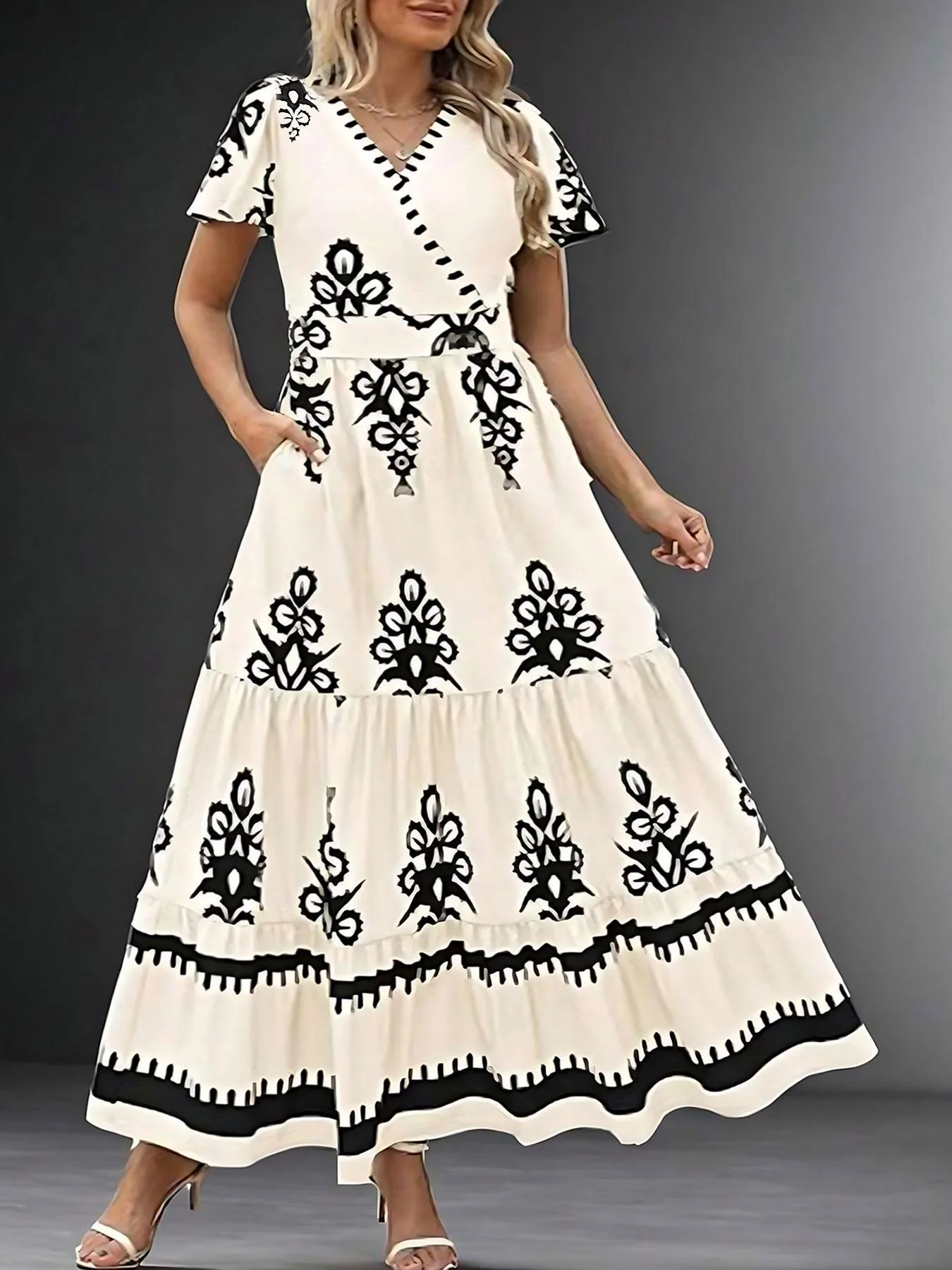 

Plus Size Dress, Summer Fitted Woven Fabric, All Over Print, Moderate Thickness, No Regulatory Marking, Non Sensitive Good, Wome