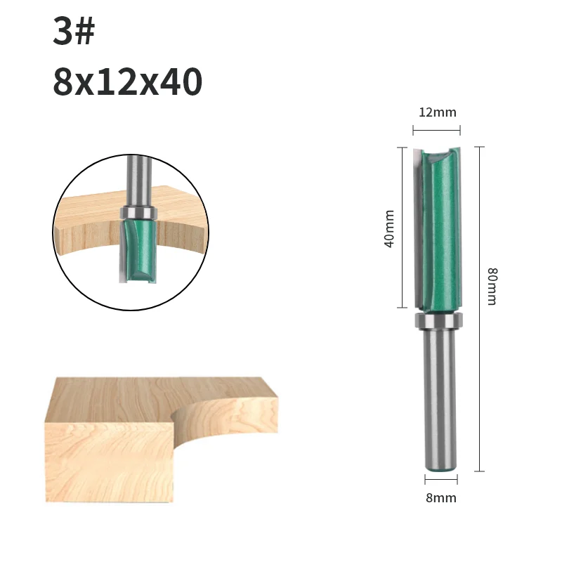8MM Schaft, 12MM 14MM Grünes Muster Fräser, Planfräser, Hartmetall-Schneidwerkzeug, Holzbearbeitungs-Fräser für Holz, Schaftfräser