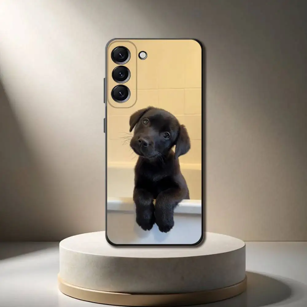 Casing Ponsel Anjing L-labrador untuk Samsung Galaxy A 73,72,51,53,52,71,22,5G,Note,J7,8,9 Sampul Hitam Lembut