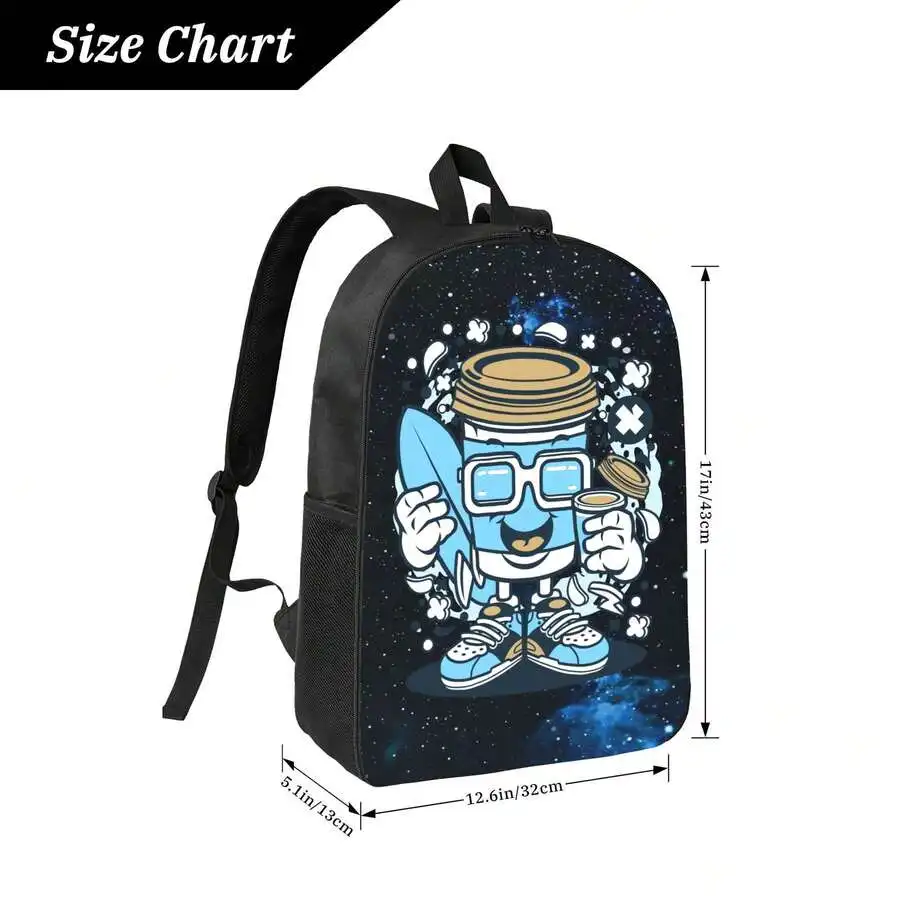 

Funny Cartoon Coffee Cup Design Backpack For Adults Casual Travel School Bag