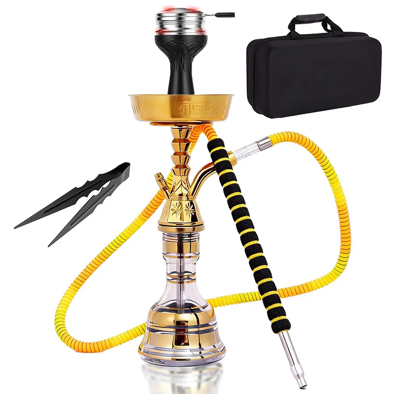 Arabian Hookah Shisha Full Set Single Hose Glass Base Narguile Chicha Kit With Bowl Tray For Home Camping Bar Party Use
