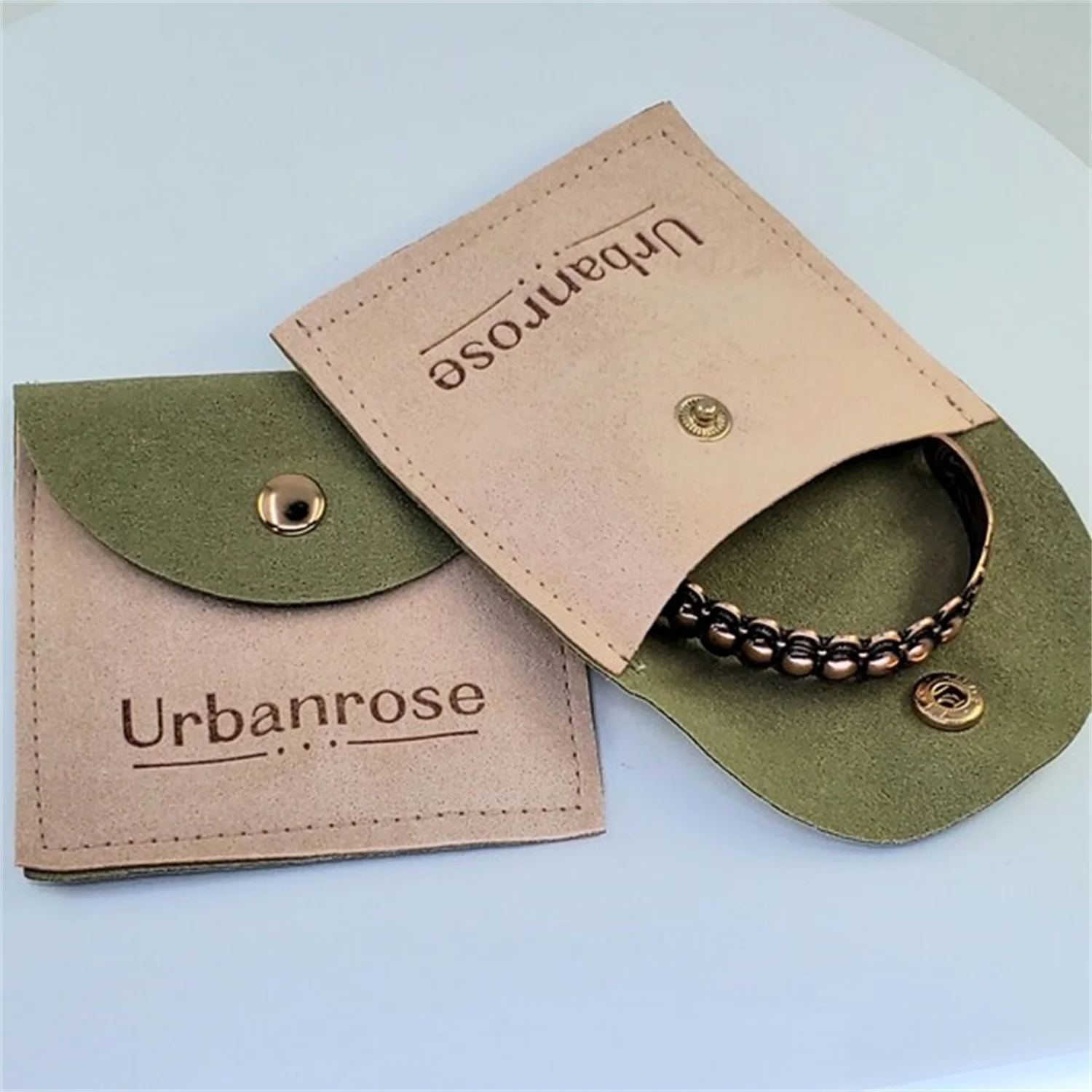 Jewelry Pouch 50Pcs Microfiber Snap Button Portable Storage Bag for Earrings Bracelets Necklace Ring Watch Custom Logo Gift Sack