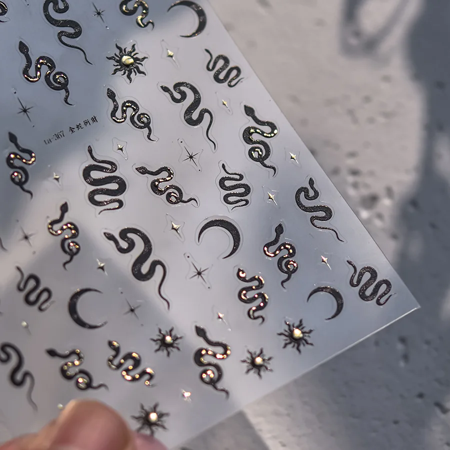 Gold Silver The Money Snake Sun Moon Star Nail Art Stickers High Quality New Bronzing DIY Manicure Decal Decoration TA-367