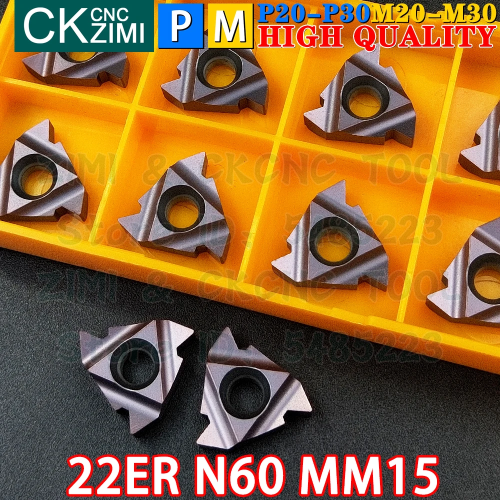 22ER N60 MM15 Carbide Inserts External Thread Threaded Inserts Tools MMT22ER N60 CNC Machine Metal Lathe Turning Cutter Tools