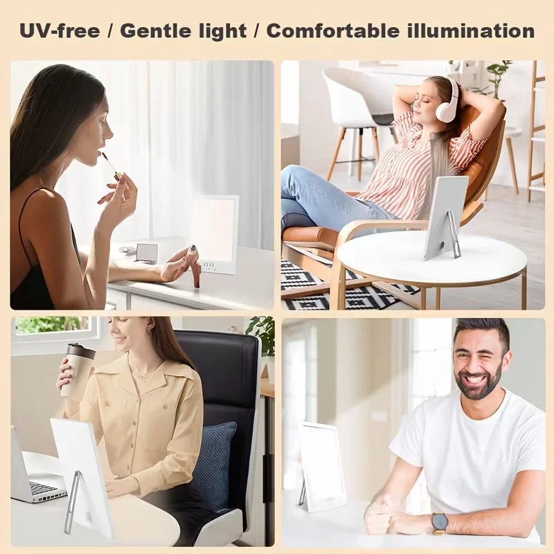 مصباح معالجة الحزن، 10000 لوكس LED ضوء النهار، 180 °   ذراع قابل للتعديل، وظيفة الذاكرة، مناسبة للاستخدام في المنزل والمكتب في الشتاء