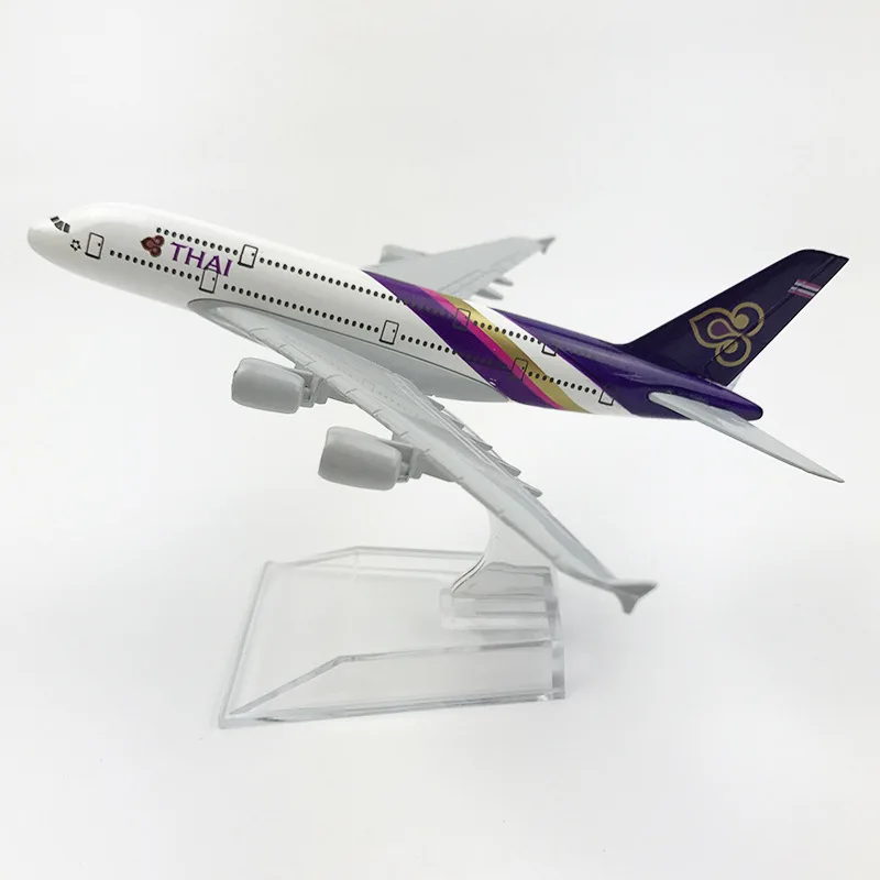 16cm A380 Thai Airways Die-Cast Alloy Metal Aircraft Model Toy 1:400 Scale Airbus A380 Airline Model