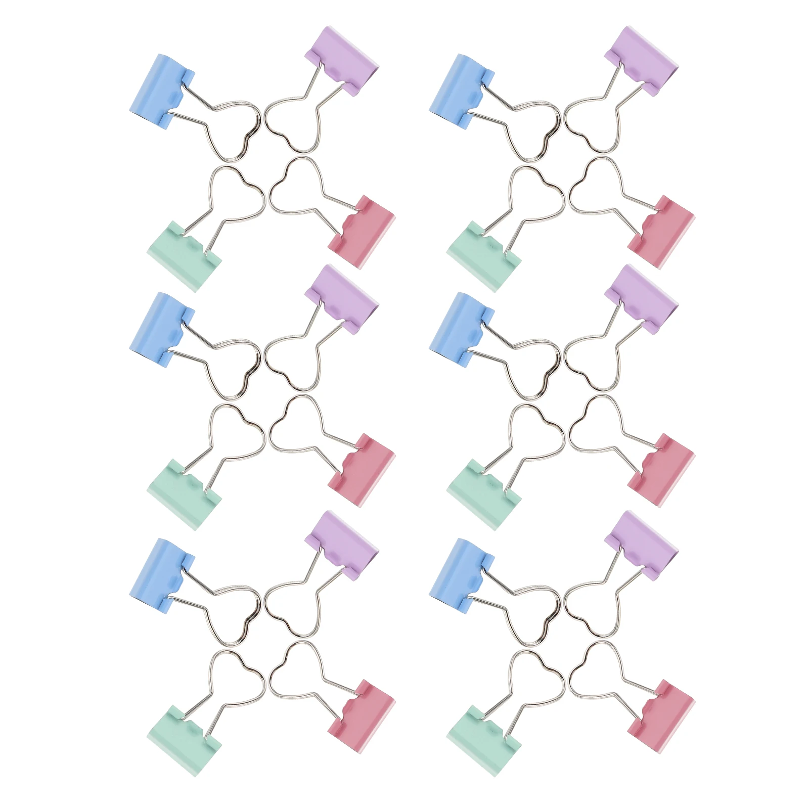 24pcs Heart Shaped Metal Binder Office Stationery Paper File Clips For Organizing Notes Journals