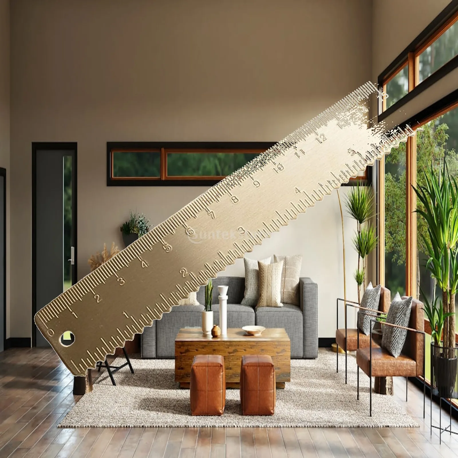 Retro Nostalgic Brass Scale Ruler Portable Thickened Metal Geometry Tool Precise Drafting Ruler for Engineer Architect Use