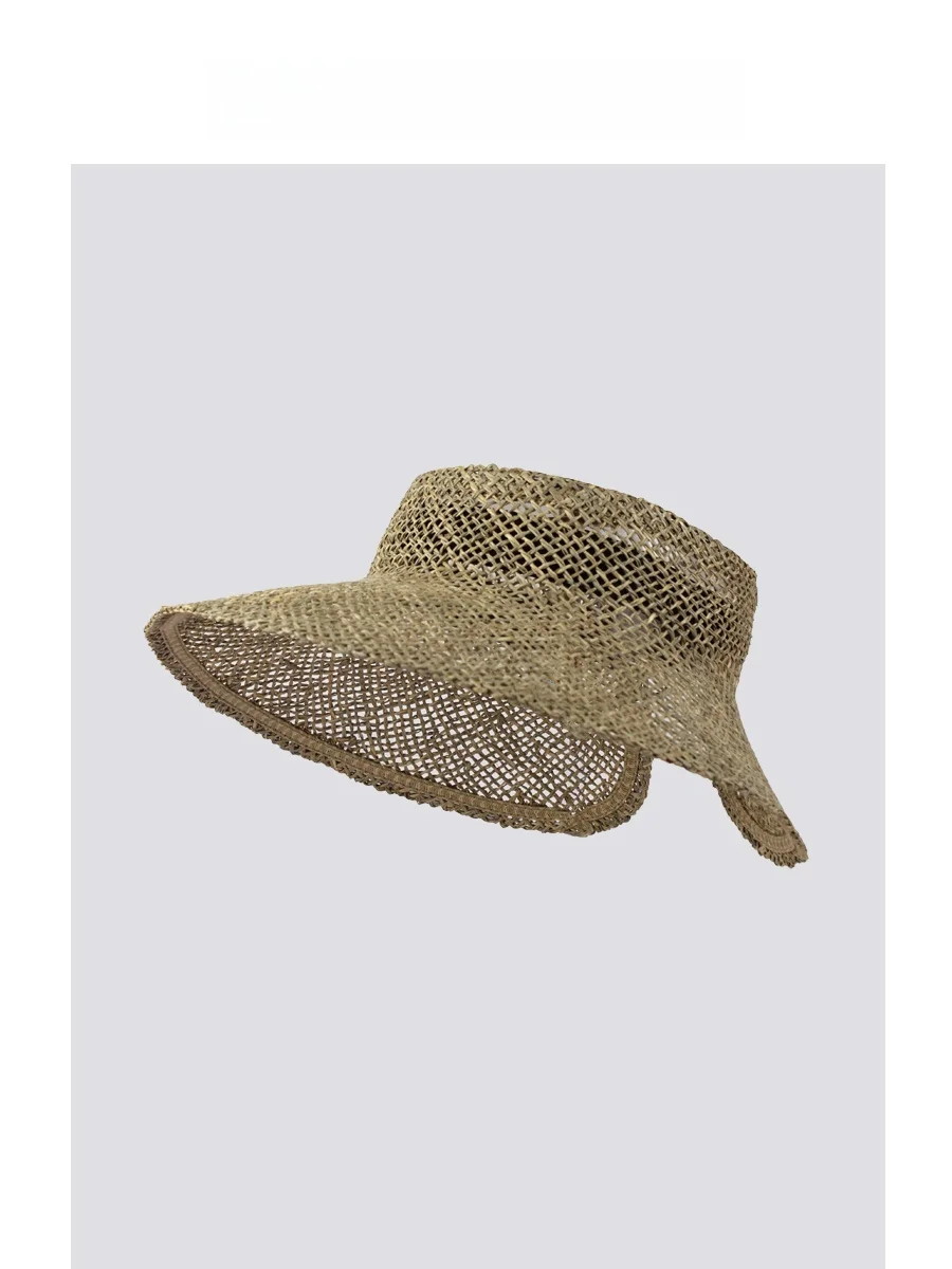 fetsbuy-chapeau-de-paille-respirant-a-large-bord-en-paille-de-sel-chapeau-d'ete-sans-dessus-pour-femme-reglable-et-confortable-pour-les-vacances-a-la-plage