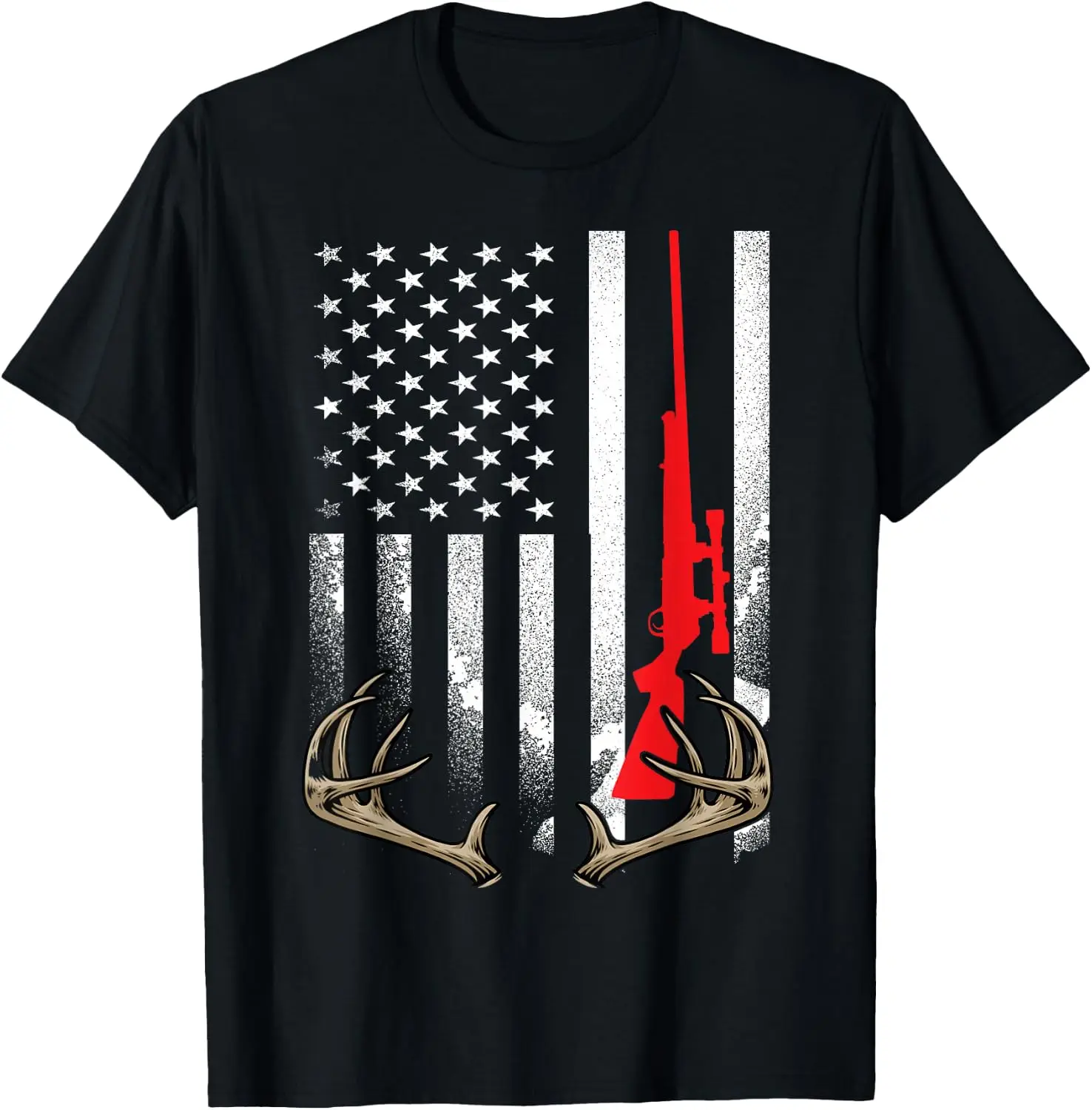 Deer Hunting Love Whitetail Hunt Wildlife Elk Patriot Hunter T-Shirt 100% Cotton Trendy Y2K Short-Sleeve Tee-Soft, Quick-Drying,