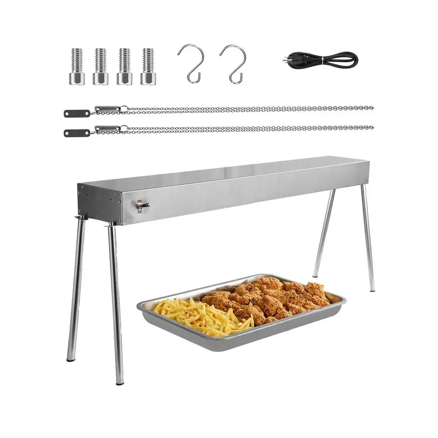 

Лампа для подогрева пищи, 750 Вт, подвесная коммерческая лампа-нагреватель для еды, электрическая ленточная лампа-нагреватель из нержавеющей стали с кабелем, тепловая лампа