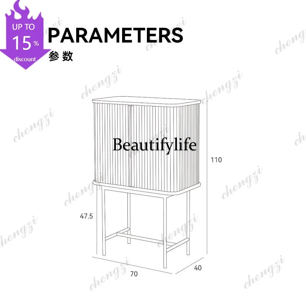 M178 Side cabinet French solid wood locker Rolling shutter door Antique living room wall storage cabinet