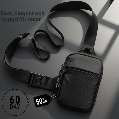 Anti-Theft Crossbody Bag Fashionable Mini Crossbody Bag for Men with Stainless Steel Lock RFID Anti-Theft Mobile Phone Single Shoulder Bag