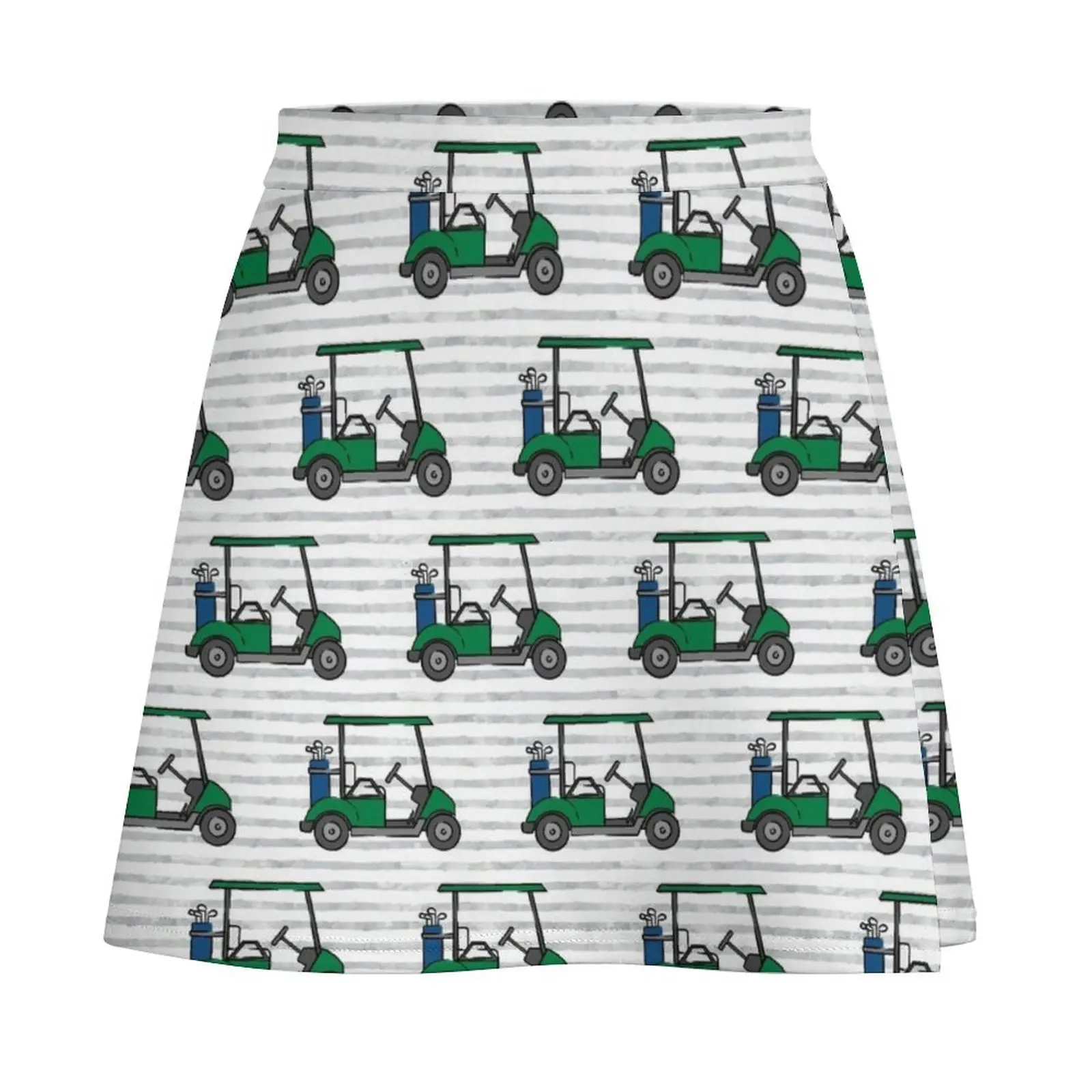 Golf Carts - Green and Blue on Gray Stripes Mini Skirt fashion Summer women's clothing summer dress for women 2025