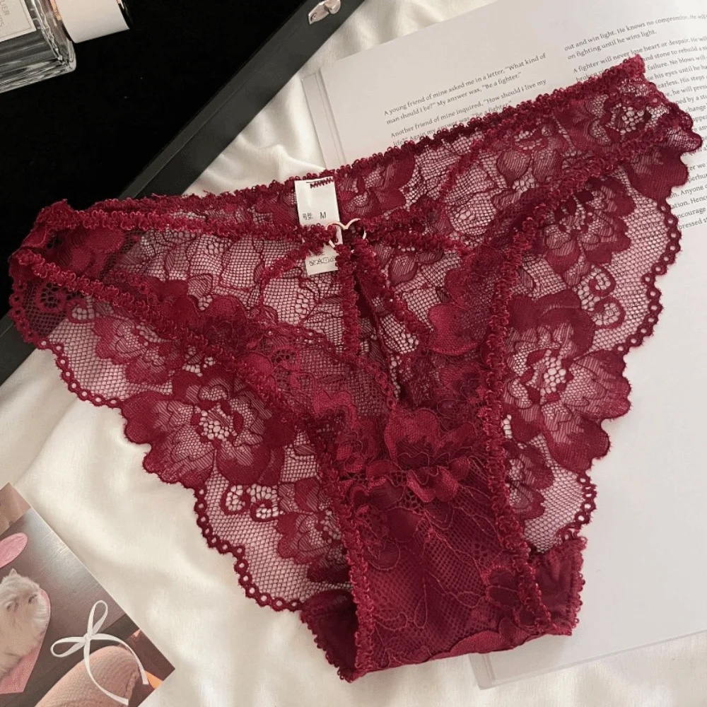 

Soft High Waist Lace Panties Cotton Crotch Transparent Underwear for Women Thin Mesh Lace Briefs Comfortable