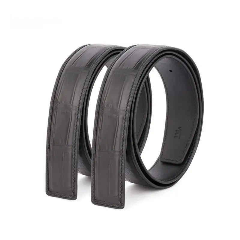 

New Grade A Matte Crocodile Trendy 3.8cm Edged Wax Line Plate Smooth Buckle Genuine Leather Waist Belt For Men Belts Cummerbunds
