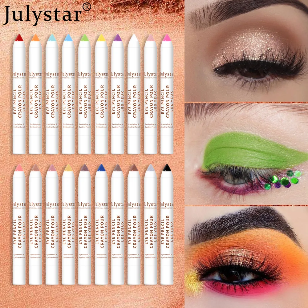 Julystar-Eye Shadow Stick, Dois Tipos de Canetas de Sombra, 20 Cores, Glitter, Lantejoulas, Maquiagem Feminina, Matte