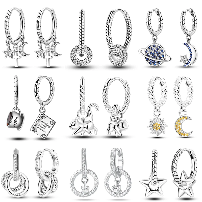 

Нейтральные серьги из серебра 925 пробы со звездой и луной, разноцветные тканые серьги оригинального модного дизайна, подходящие для вечеринки, помолвки, нежные ювелирные изделия