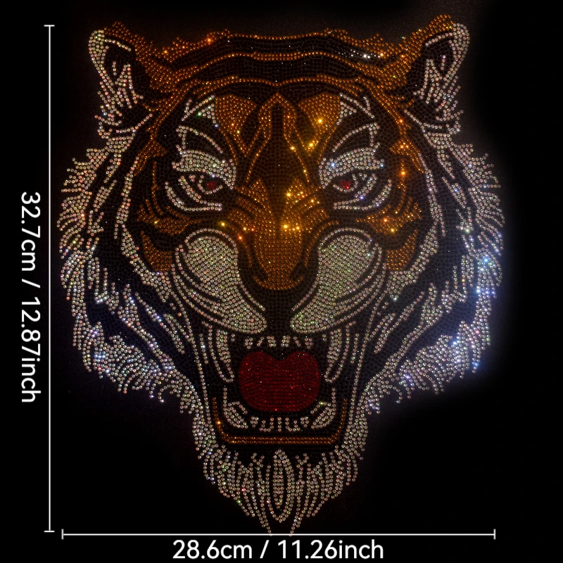 High-quality hot diamond tiger head pattern ironing on T-shirts, jeans, hoodies and clothing accessories