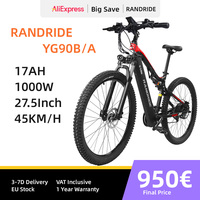 RANDRIDE YG90B Electric Bike 1000W 45km/h Max Speed 48V 17Ah 70-90KM Max Range 27.5'' CST Tires 120kg Load Hydraulic Disc Brake