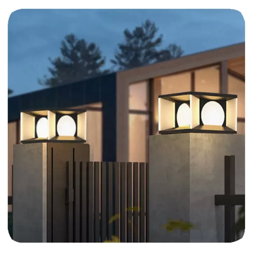 New Outdoor Garden Column Head Fence Gate Post Courtyard Villa Landscape Decoration Solar LED Light Lamp