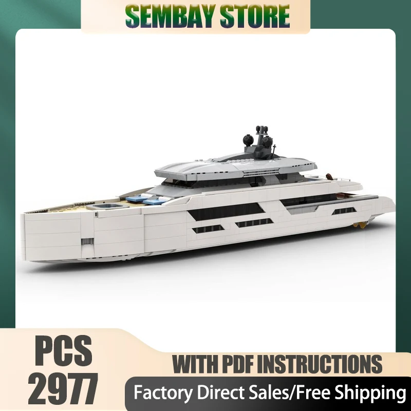 

Cruise Ship Moc Building Bricks Modular Midi-Scale Yacht - White Version Technology Blocks Christmas DIY Toy Construction Gifts