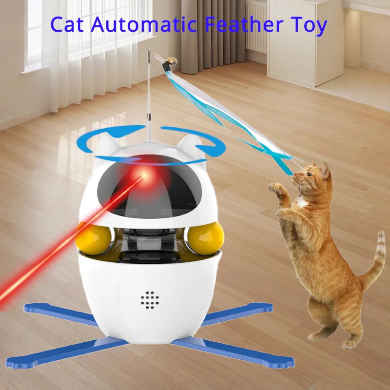 

Automatic Cat Laser Toy Smart Teasing Adjustable Laser Angle Random Feather Interactive Cat Toy Smart Standby For Indoor Motion