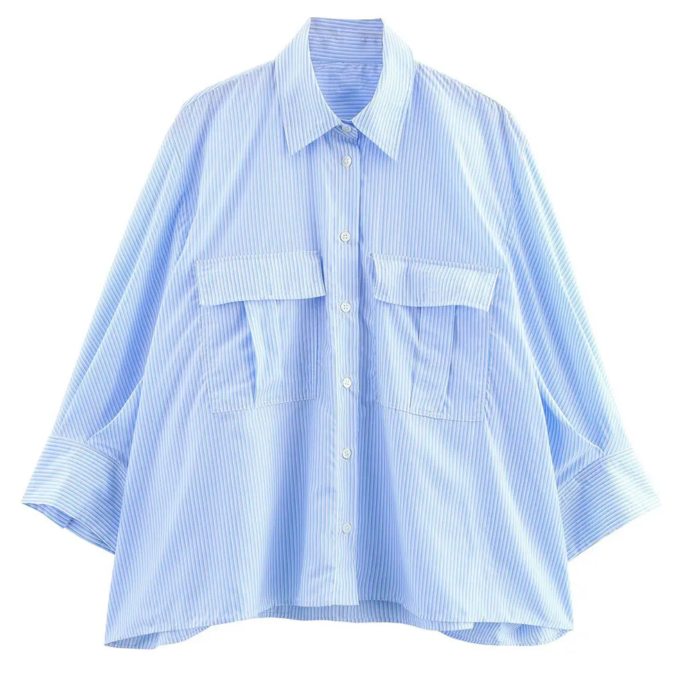 

Полосатые рубашки Женская мода Европейский и американский стиль Популярная одежда Интернет-магазин