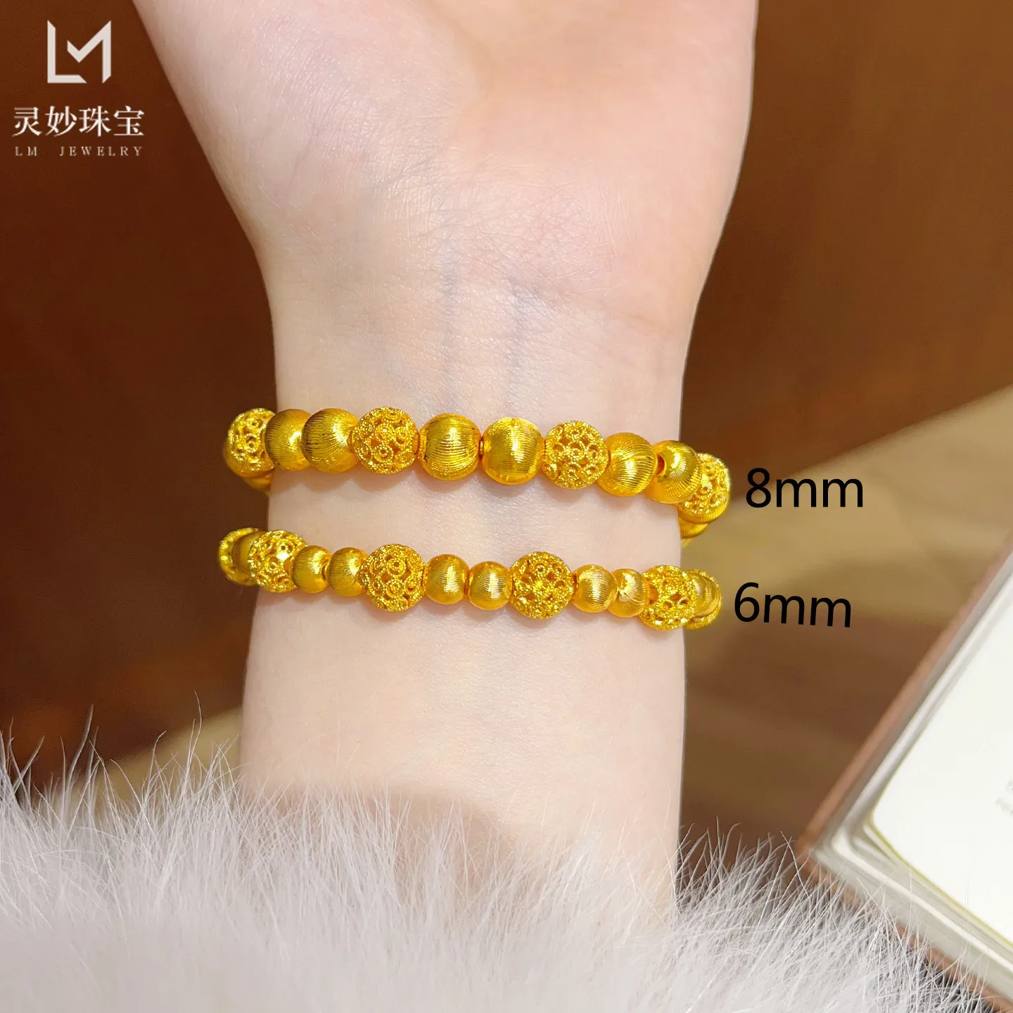 Filigree Hollow Hydrangea Bead Cat Eye Bracelet For Women 24K Gold AU999, Fine Craftsmanship, Comfortable to Wear