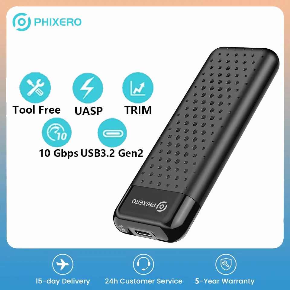 PHIXERO HDD Recinto 2.5 SATA para USB 3.0 Adaptador 6Gbps SSD Gabinete de Disco Rígido Ferramenta Adaptador Externo Livre com Metal dissipador de calor