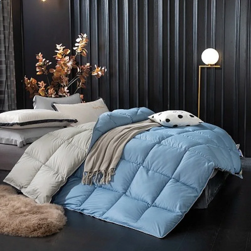 100% Goose Down Duvet Comforter Single Double Size Winter Thick Quilt Four Seasons Solid Warm Bedding