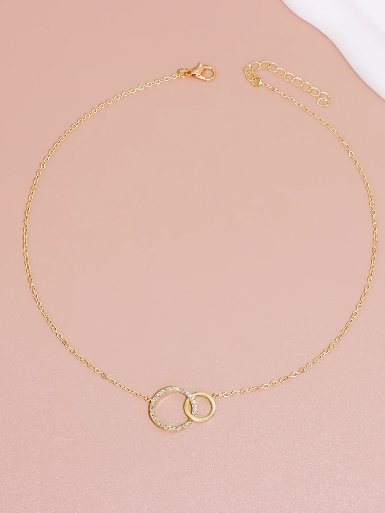 Stainless Steel Necklaces for Women Fashion Thin Chain Minimalist Dainty Double Circle Pendant Necklace on The Neck Jewelry