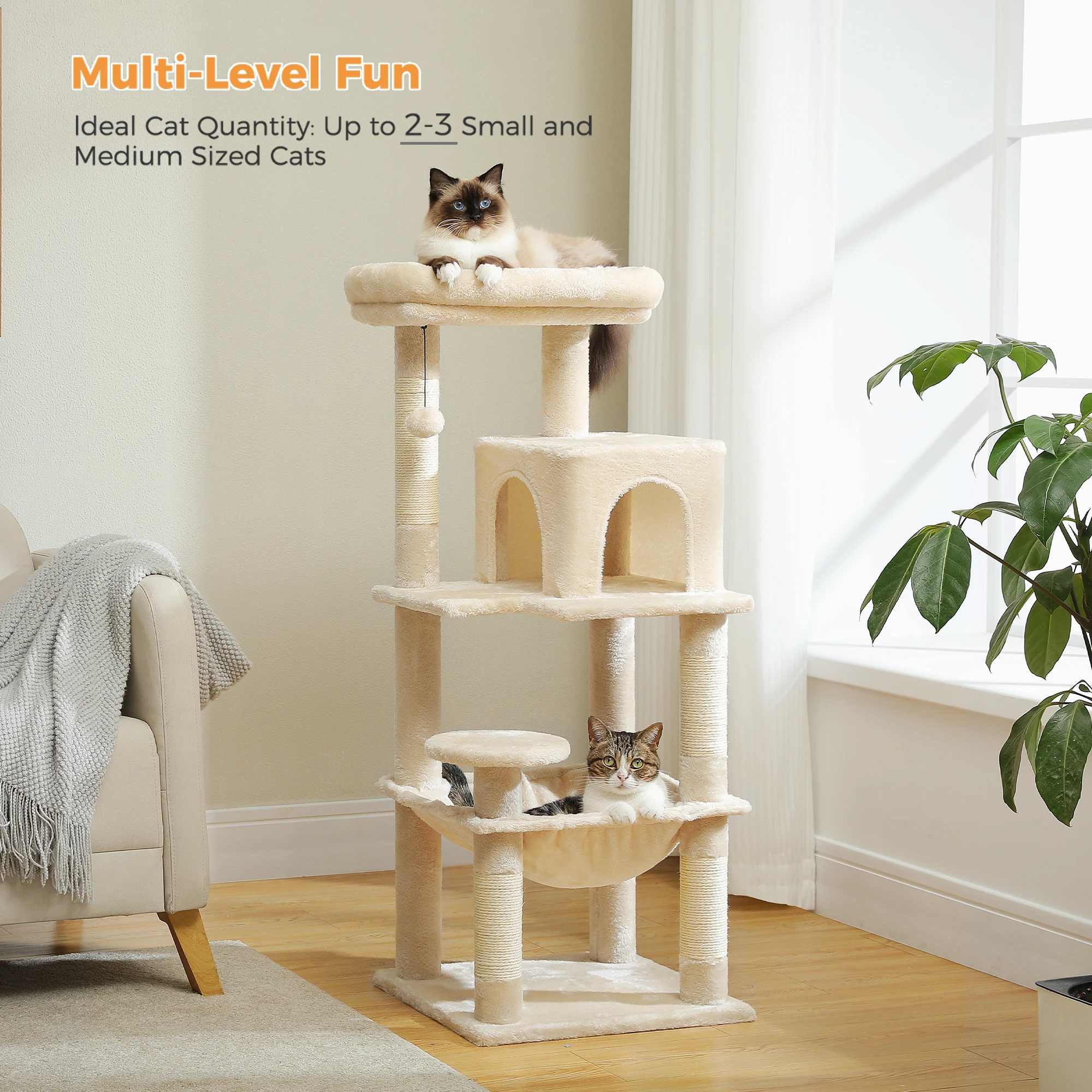 

Multi-Level Cat Tree with Scratching Post Luxury Cat Tower with Condo House Cat Scratcher for Indoor Cat Accessories Pet Cat Toy