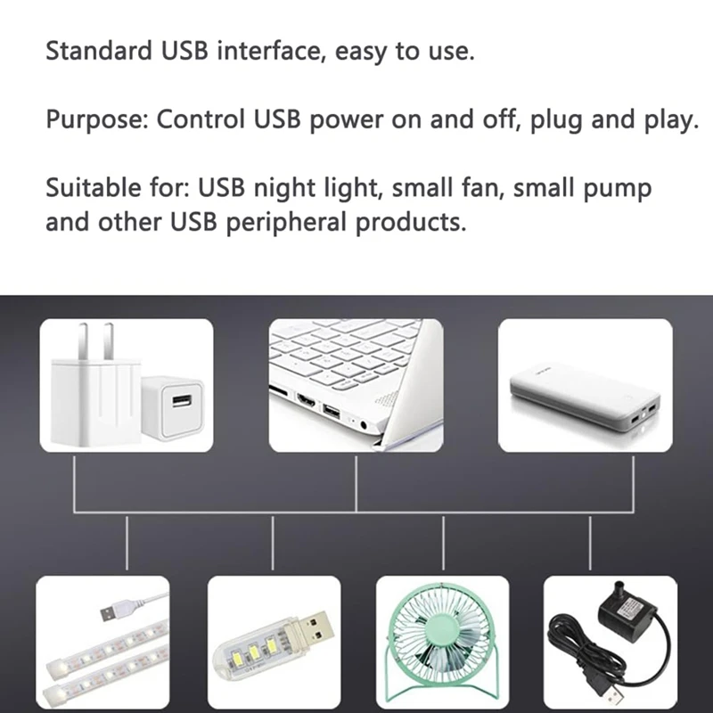 Joli de télécommande sans fil USB DC 5V, mise hors tension pour lumière LED, lampe de lecture à bande, ventilateur lumineux et plus encore