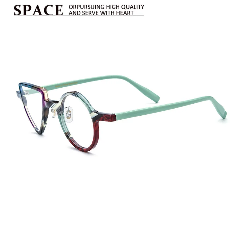 New Designer Style Round‑Triangle Acetate Glasses Frames for Men Women High Quality Vintage Colorful Fashion Optical Eyewear