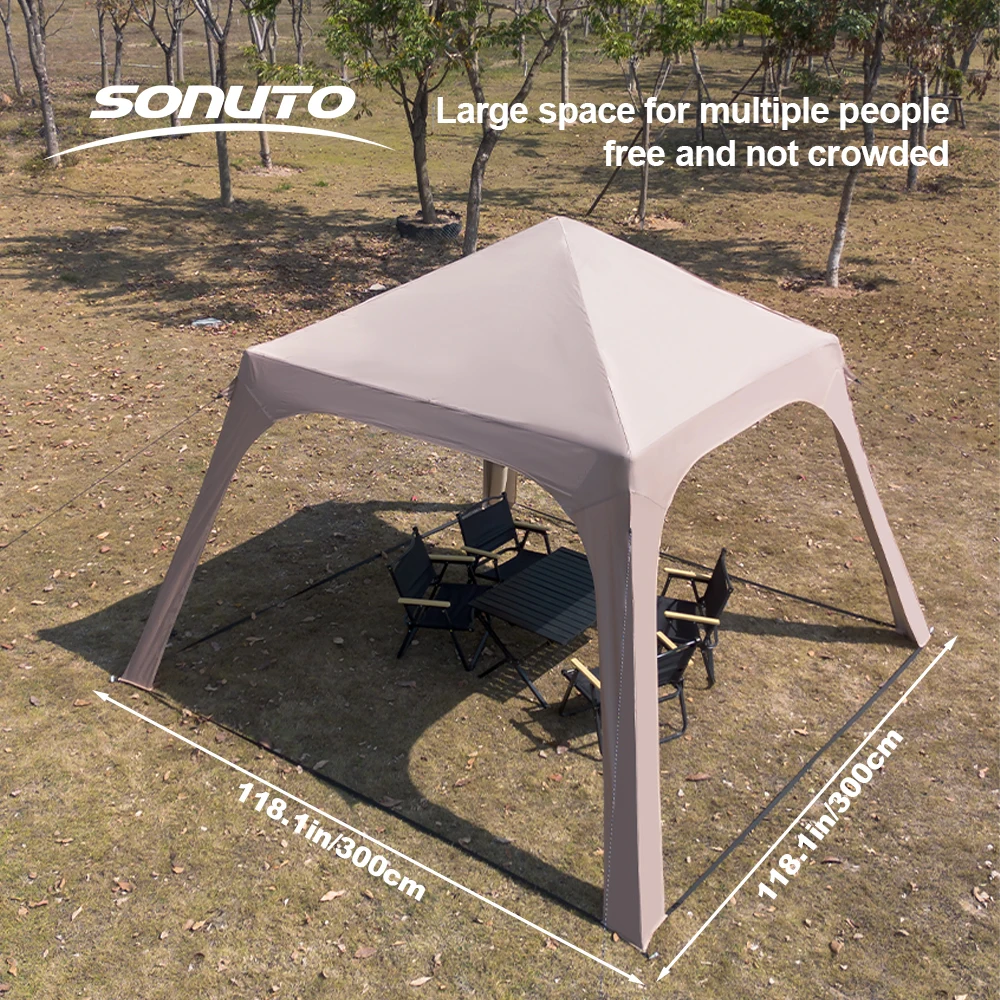 Sonuto 3x3m Inflatable Gazebo with UV Protection, Quick Setup Air Event Shelter, Waterproof Windproof Glamping Canopy Tent