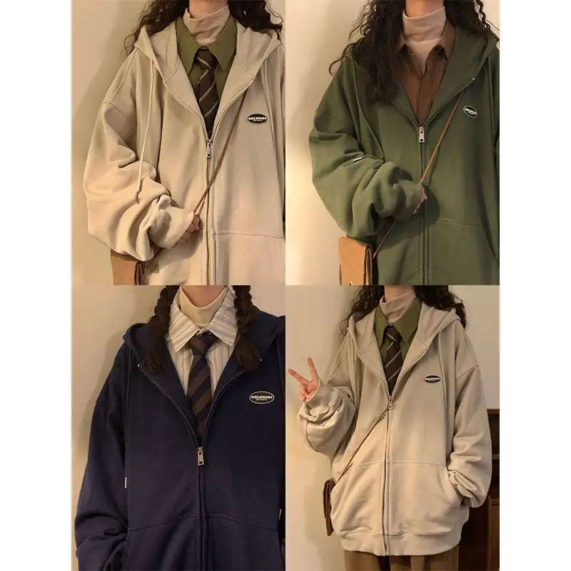 CGC 2024 New Autumn Winter Hooded Zip-Up Women Casual Long Sleeve Hooded Sweatshirts Korean Fashion Oversized Hoodie Clothing