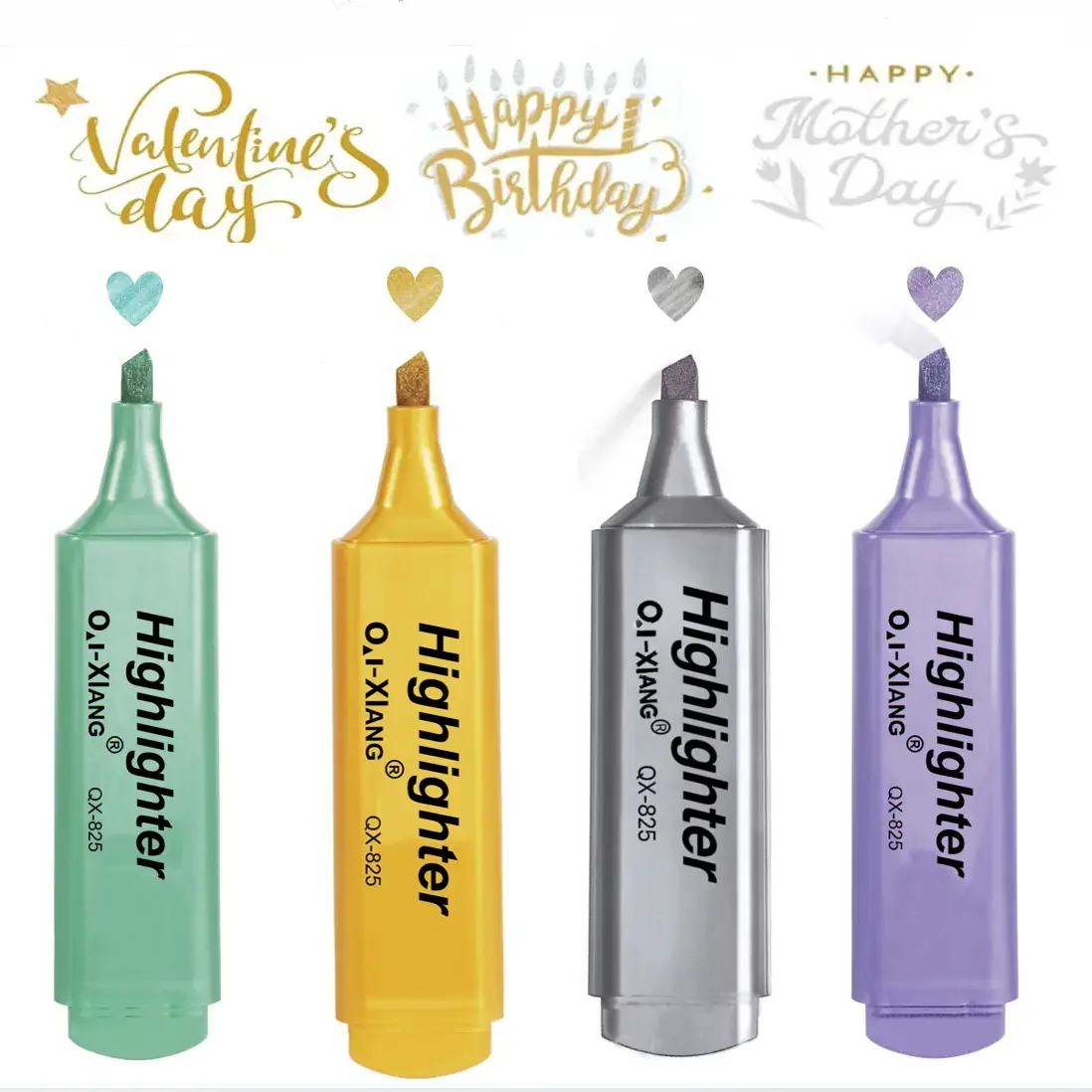 

4pcs Metallic Highlighters for Key Markers, Oblique Tip Markers, Quick Drying and Waterproof, Ceramics, Mugs, Paper, Plastic