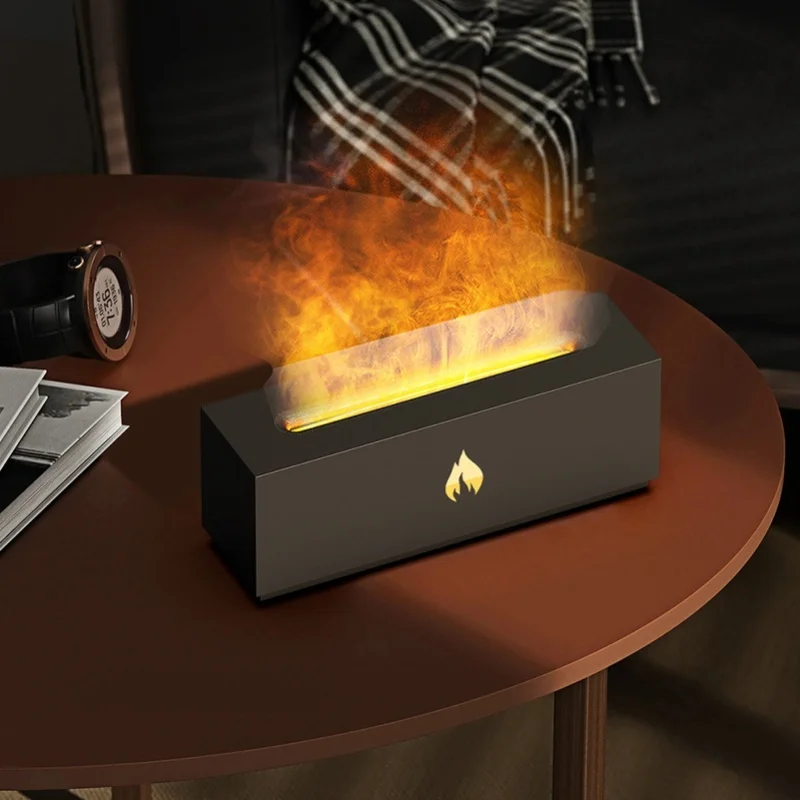 320ml Silent Mist Air Humidifier Multi Color Flame Effect 3D Fireplace Design Auto Power Off Protection for Home Office Bedroom