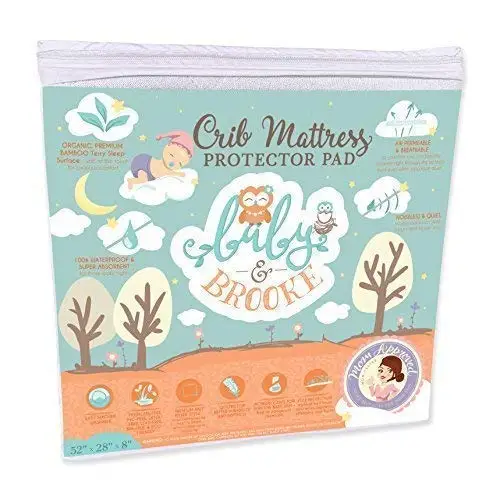 

Органический бамбуковый вискозный наматрасник для детской кроватки - водонепроницаемый, впитывающий, нетоксичный, дышащий (52x28x8)