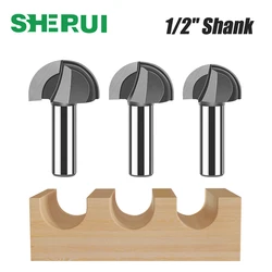 1 pz 12mm 1/2in Shank Round Nose Router Bit Cove Box Bit Core Box Solid Carbide CNC lavorazione del legno Groove Tools