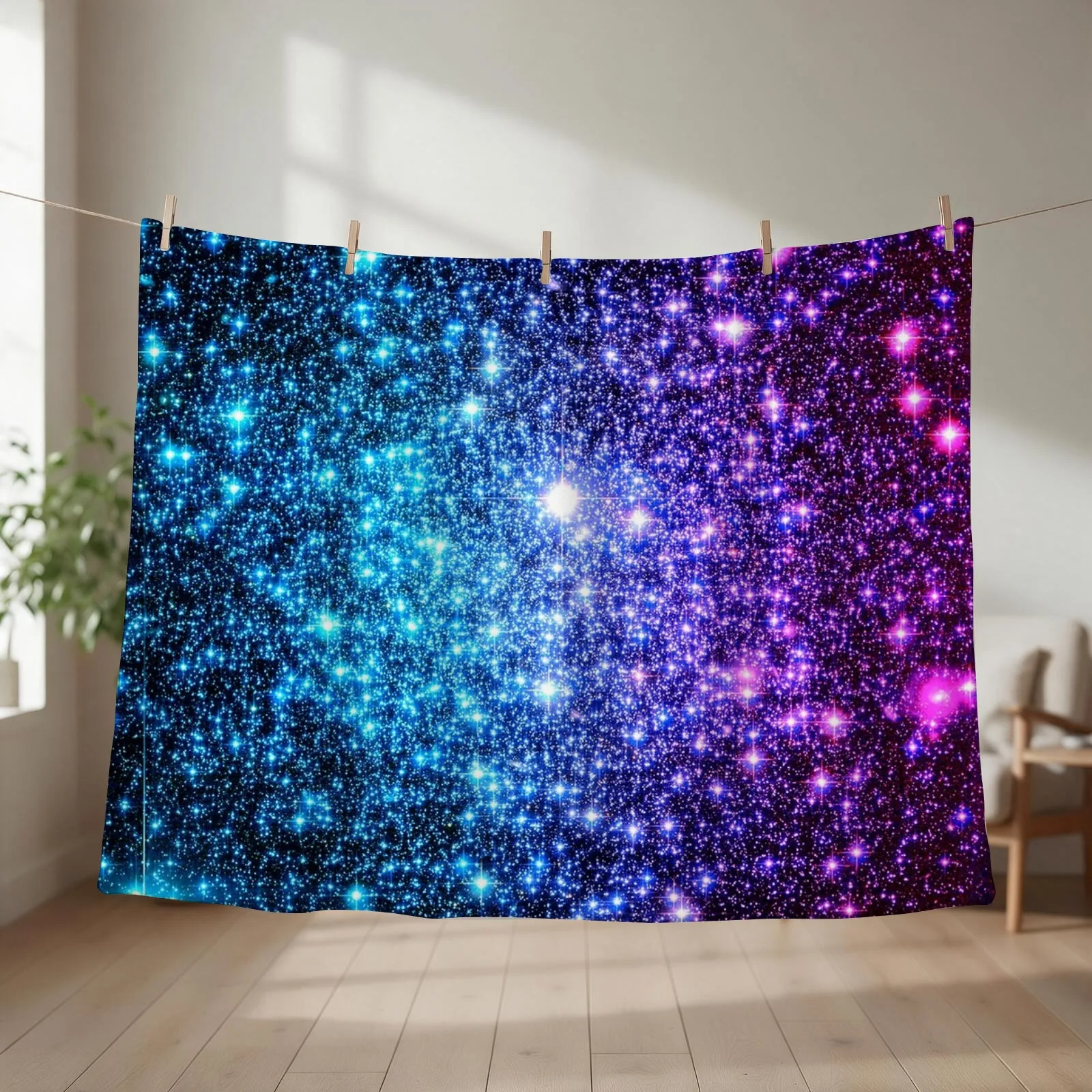 Galaxy Sparkle Stars Turquoise Blue Purple Hot Pink Throw Blanket halloween Loose Beach Bed Fashionable Blankets