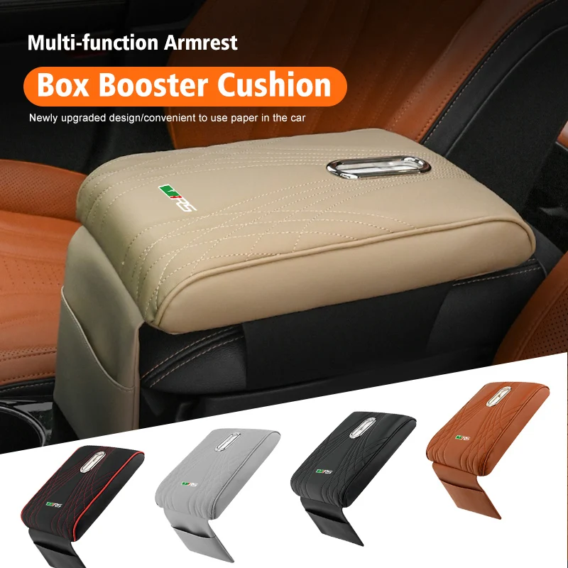 For Skoda Car Armrest Height Booster Cushion Leather Metal Storage Pocket Pad Superb Derivative Karoq Kamiq MK3 Fabia Rapid