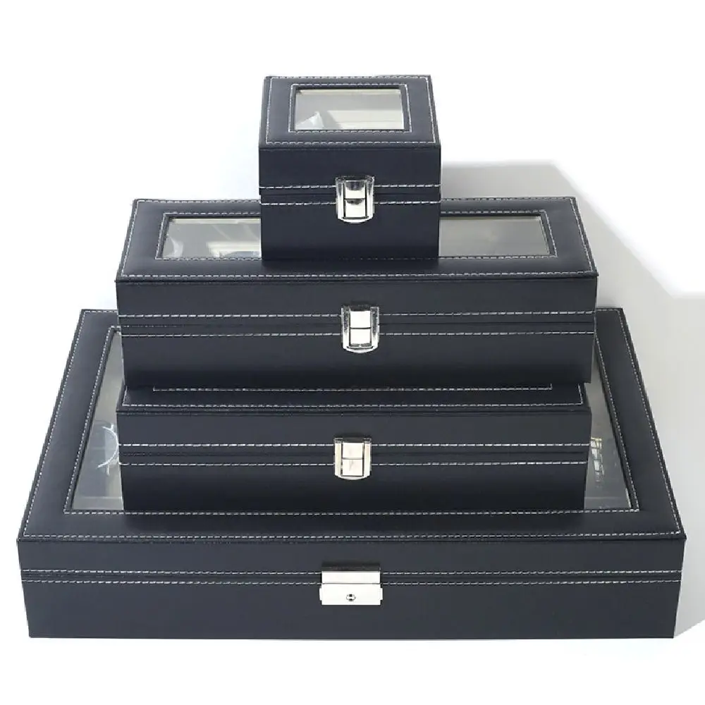 قابل للقفل صندوق تخزين ساعات الوسائد ساعة قابلة للإزالة 2/3/6/10/12 شبكات ساعة صندوق عرض مقاوم للماء ساعة جلدية المنظم