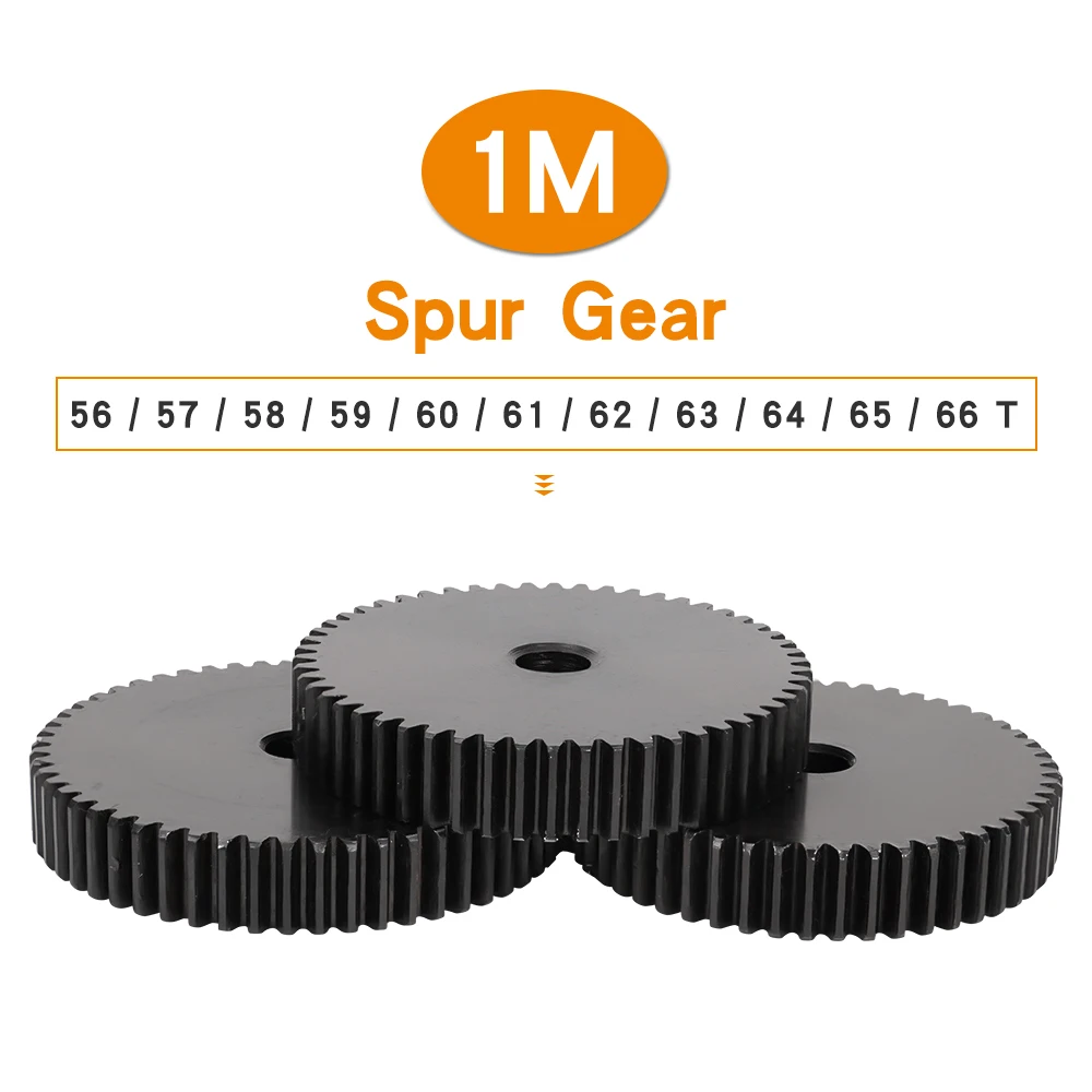 Pinion Gear 1M-56T/57T/58T/59T/60T/61T/62T/63T/64T/65T/66T SC45# Carbon Steel Material Blackening Motor Gear Teeth Pitch 3.14 mm