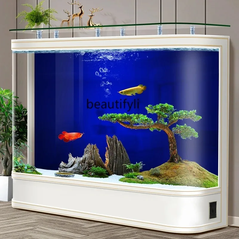 Hot Bending Integrated Fish Tank Living Room Light Luxury High-End Large Fish Globe Ecological Change Water  H