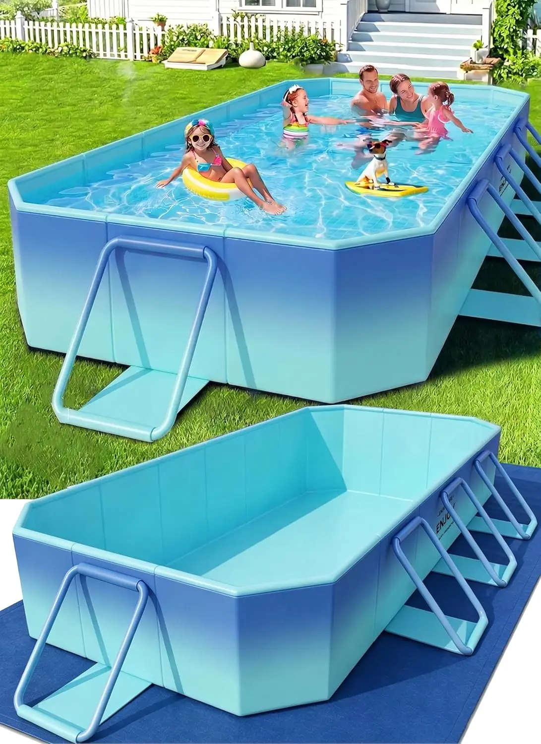 Foldable Swimming Pool   Adults Ground Cloth Non-Inflatable Backyard Garden Water Party Collapsible Dog 116x65x22, Custom