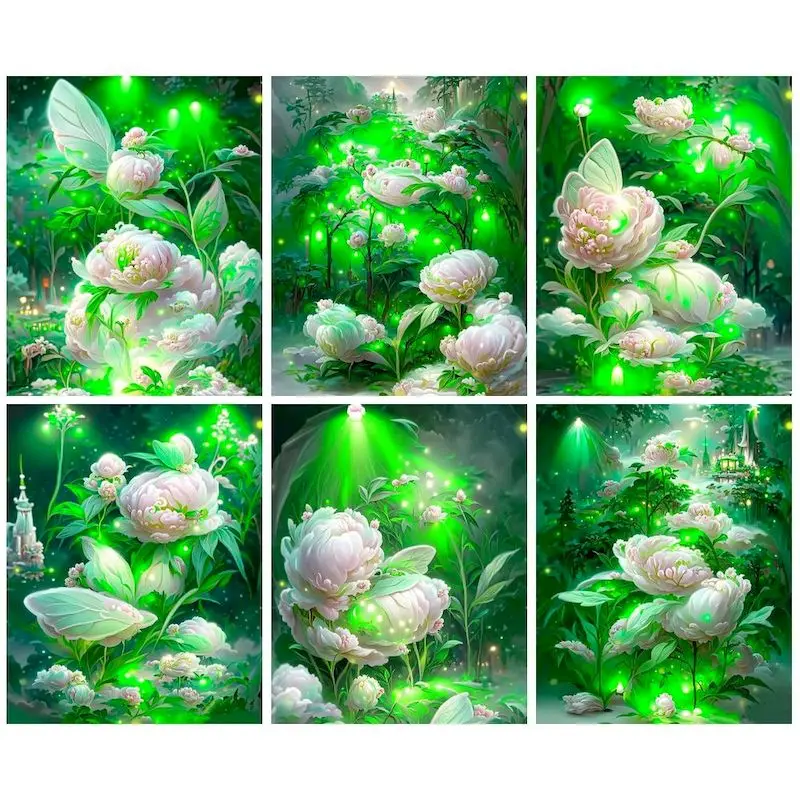 

CHENISTORY Coloring By Number White Flower Pictures By Number Drawing On Canvas HandPainted Art Gift Kit DIY Decoration