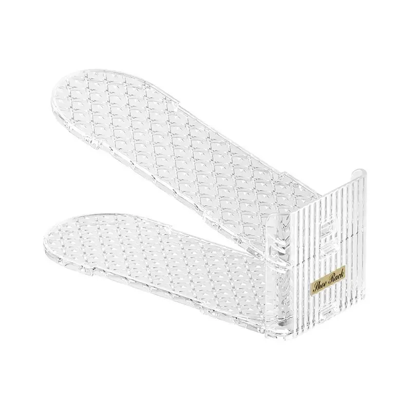A11E-Shoe Slots Organizer, Adjustable Level Shoe Rack, Space-Saving Stackers For Pairs Of Shoes (Clear, 3 Pack)