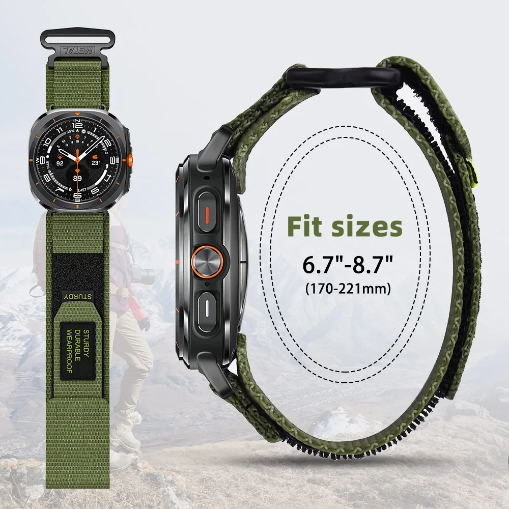 Nylon Strap Compatible with Samsung Galaxy Watch Ultra 47mm (2024/2025 model) Nylon Loop Replacement band for Men